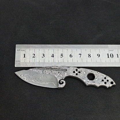 Small Damascus Steel Blade Outdoor Knife EDC Damascus Handle Hand Craft Cutter