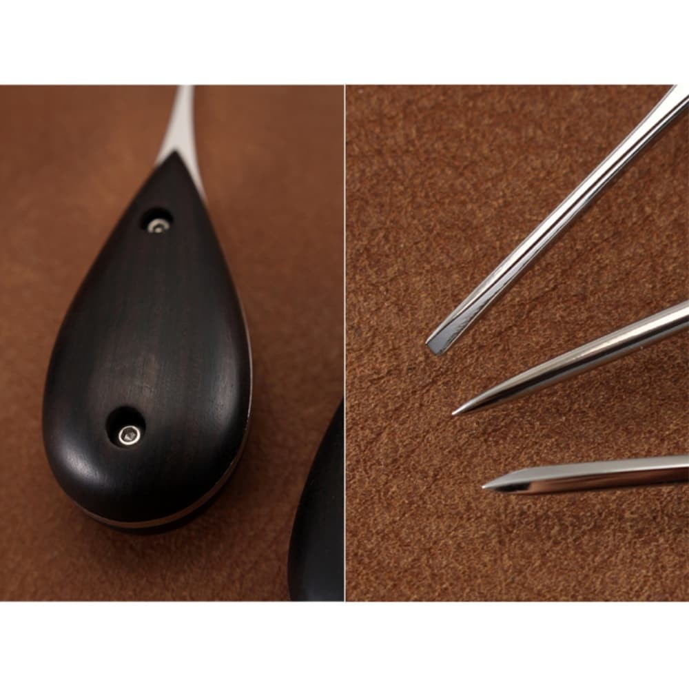 Premium French Leather Craft Round Diamond Flat Awl Hand Stitching Tools