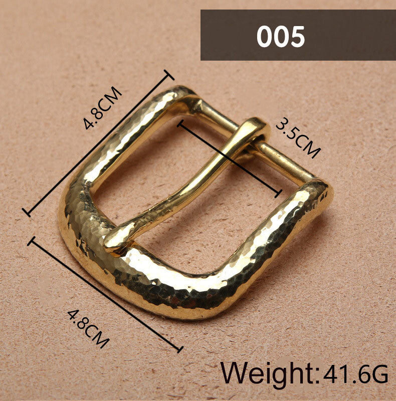 Retro Hammered Striation Solid Brass Pin Belt Buckle for Men Women Leather Craft Diy Making Belt Accessory