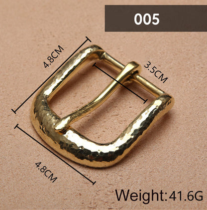 Retro Hammered Striation Solid Brass Pin Belt Buckle for Men Women Leather Craft Diy Making Belt Accessory