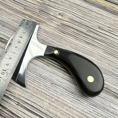 D2 Steel Leather Skiving Knife Half Round Wooden Handle Craft Cutting Tools
