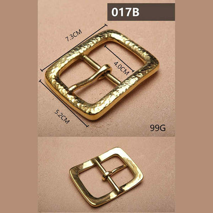 Retro Hammered Striation Solid Brass Pin Belt Buckle for Men Women Leather Craft Diy Making Belt Accessory