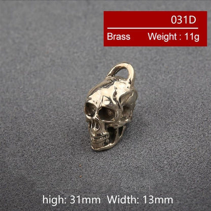 Brass Copper Skull Pendant Keychain Vintage Biker Style Creative Accessory