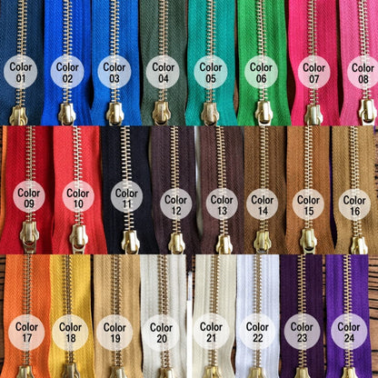 20cm Size #5 Metal Zipper Brass Pull for DIY Leather Bags Hardware Accessories