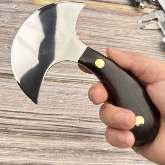 D2 Steel Leather Skiving Knife Half Round Wooden Handle Craft Cutting Tools