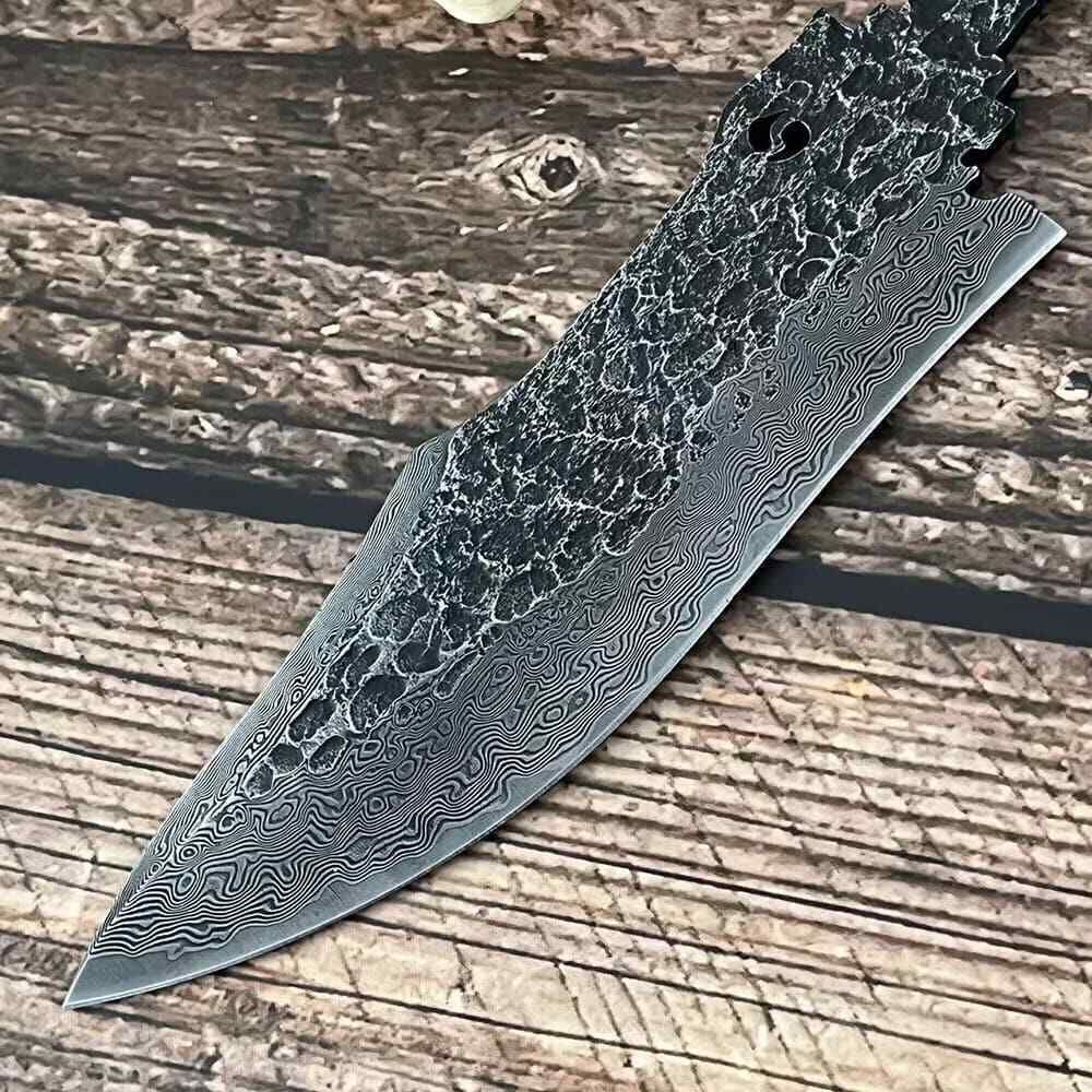 Forged Damascus Steel Billet Blade Blank Making Outdoor Knife EDC Diy Material