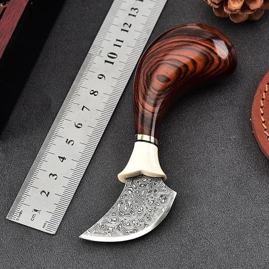 VG10 Damascus Curved Knife Collectible Fruit Tea Agarwood Cutter Gift EDC