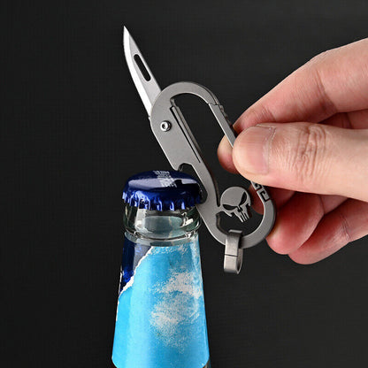 Small Titanium Alloy Keychain Knife Carabiner Pocket Folding Knife Portable Tool