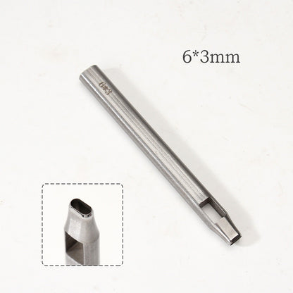 Leather Craft Belt Hole Punch Oval Flat Straight Teardrop Single DIY 440C Tool