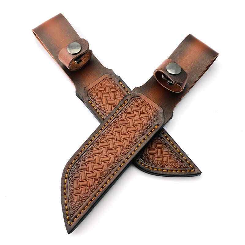 Leather Carft Genuine Cowhide Leather Knife Sheath Blade Cover Pouch Belt Clip