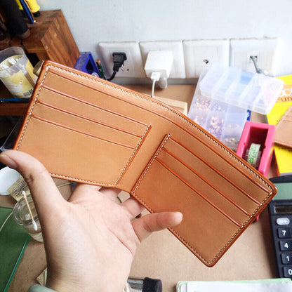 Handmade Vegetable Tanned Leather Wallet Genuine Cowhide Card Case Custom