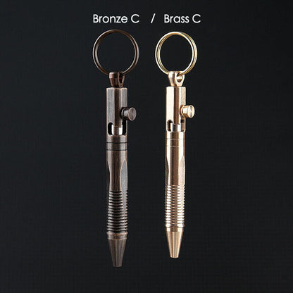 Creative Mini Solid Brass Bolt Action Ball Point Pen Copper Art Craft Pocket EDC