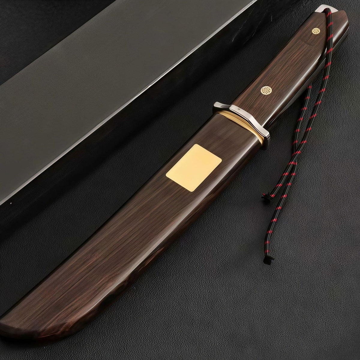 Damascus Steel Fixed Blade Camping Knife Wood Handle w/ Sheath Outdoor Survival