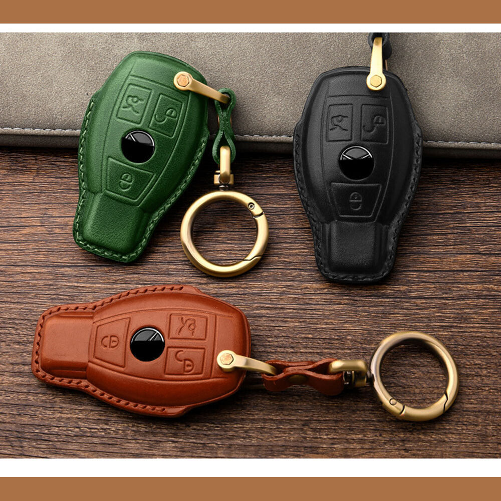 Handmade Genuine Leather Craft Car Key Fob Case Cover Fore Benz Keychains bag