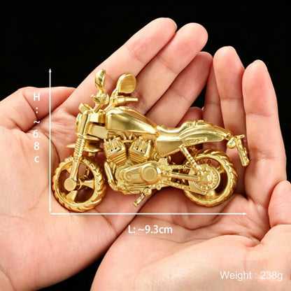 Brass Harley Style Motorcycle Ornament Rotating Front Wheel Collectible