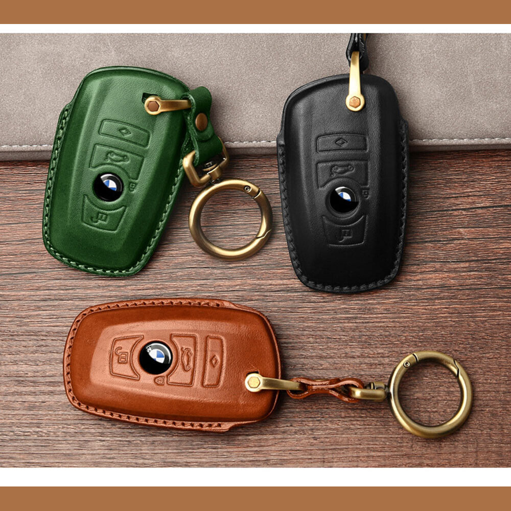 Handmade Genuine Leather Craft Car Key Fob Case Cover Fore BMW Keychains bag