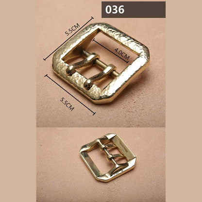 Retro Hammered Striation Solid Brass Pin Belt Buckle for Men Women Leather Craft Diy Making Belt Accessory
