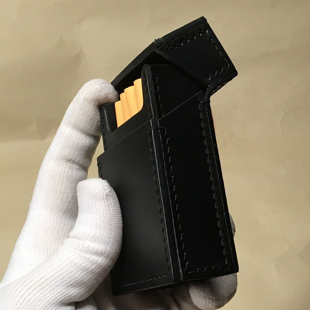 Handmade Custom Made Genuine Leather Cowhide Cigarette Case Pocket Holder Box