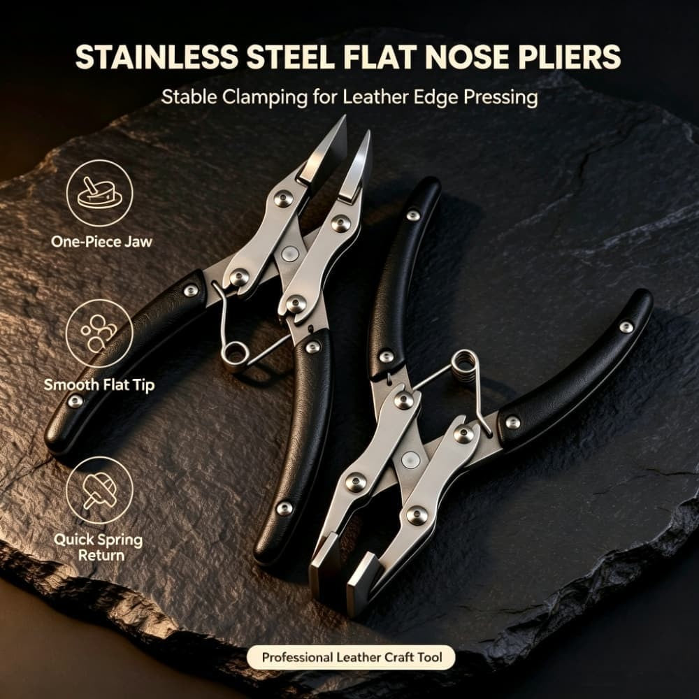 Leather Edge Pressing Pliers Flat Jaw Clamp Tool for DIY Leather Craft Work