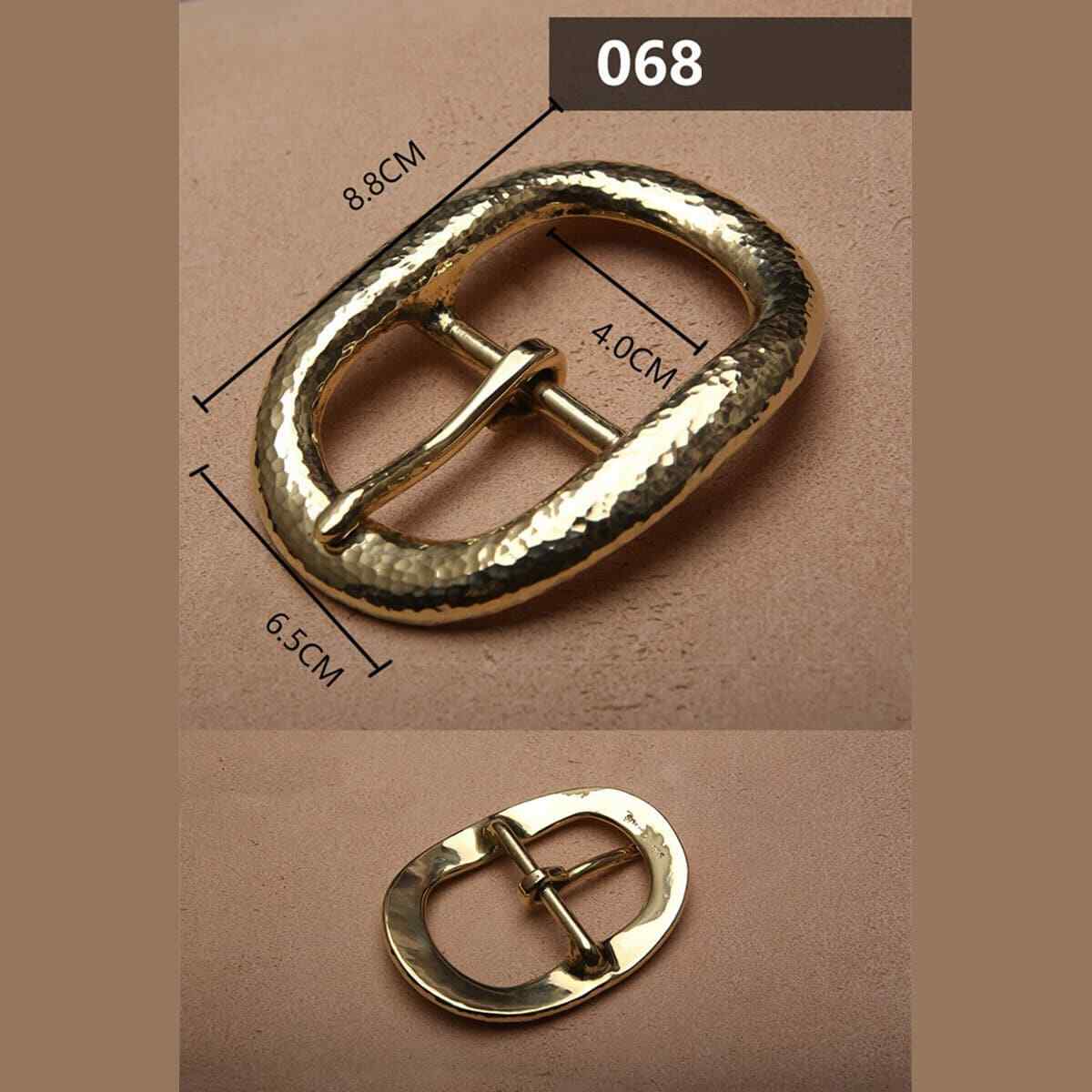 Retro Hammered Striation Solid Brass Pin Belt Buckle for Men Women Leather Craft Diy Making Belt Accessory