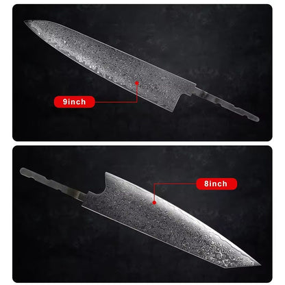 VG10 Damascus Steel Chef Knife Blank Blade DIY Home Hobby Kitchen Tools Material