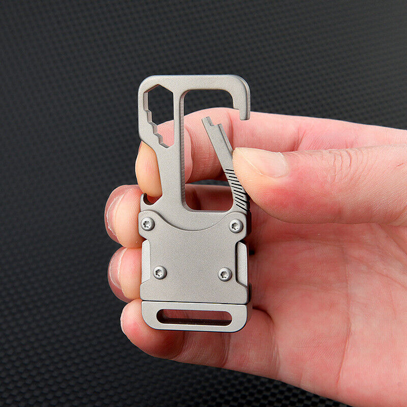 Small Titanium Alloy Keychain Knife Carabiner Pocket Folding Knife Portable Tool