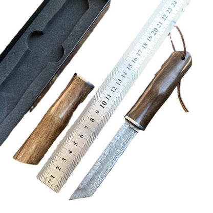 Bamboo Shape Hand Forged Damascus Steel Fixed Blade Knife Collectible Gift