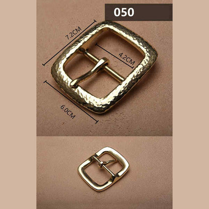 Retro Hammered Striation Solid Brass Pin Belt Buckle for Men Women Leather Craft Diy Making Belt Accessory
