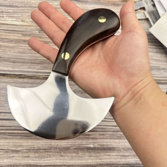D2 Steel Leather Skiving Knife Half Round Wooden Handle Craft Cutting Tools