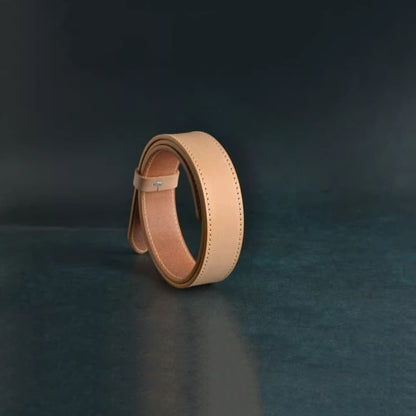 Handcrafted Italian Vegetable Tanned Leather Belt Strap with Hand Sewn Stitch