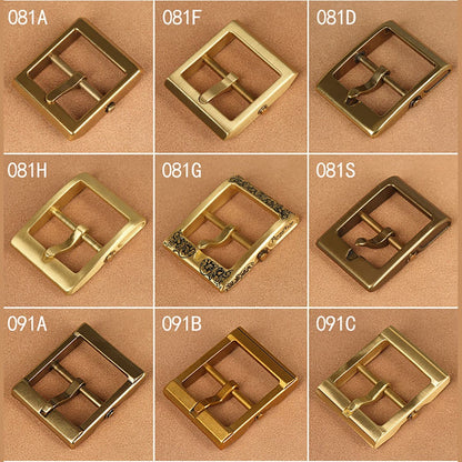 Brass Belt Buckle for Men Leather Belt Pin Buckle Stainless Steel Vintage Style