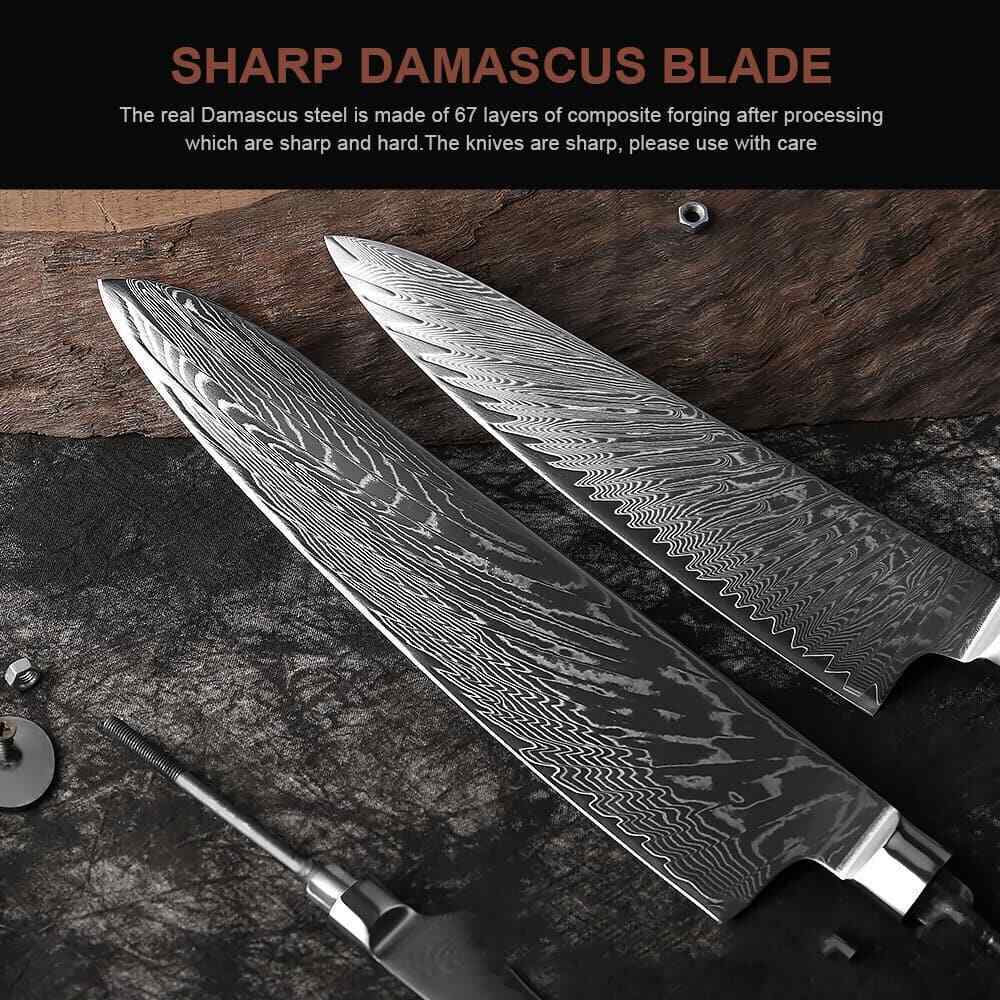 VG10 Damascus Steel Chef Knife Blank Blade Home Hobby Kitchen Knife Material DIY