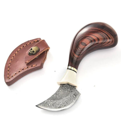 VG10 Damascus Curved Knife Collectible Fruit Tea Agarwood Cutter Gift EDC