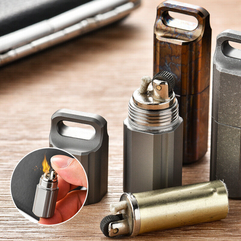 Titanium Waterproof Lighter Pill Case Box Travel Capsule Bottle Holder Container