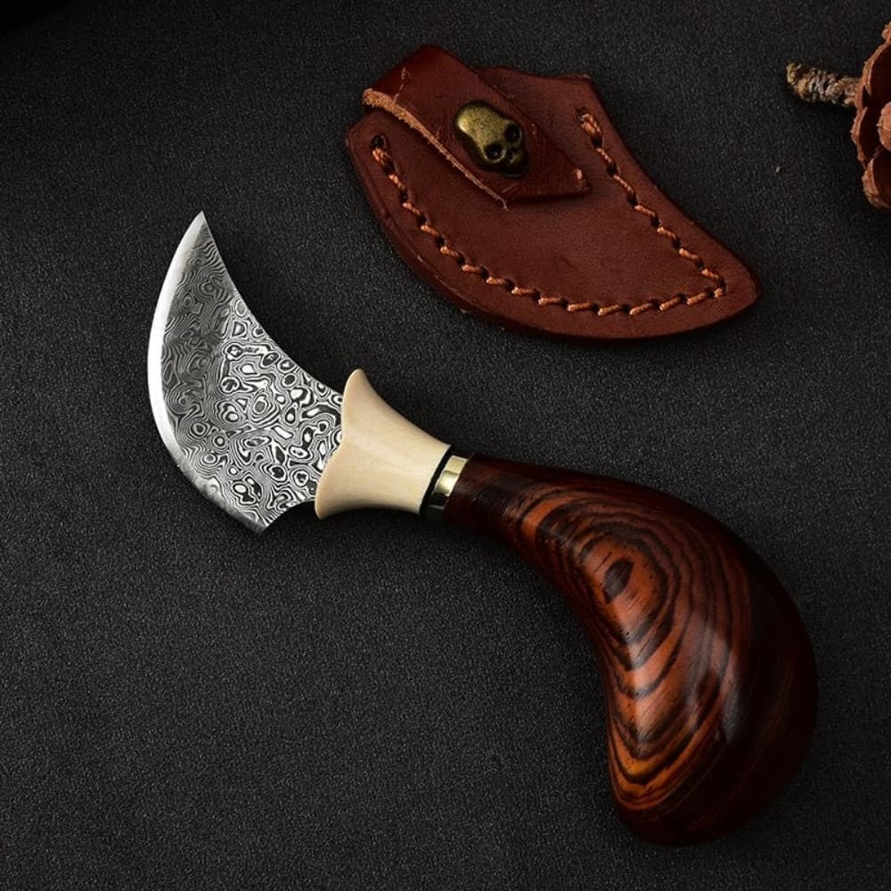 VG10 Damascus Curved Knife Collectible Fruit Tea Agarwood Cutter Gift EDC