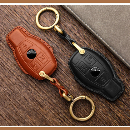 Handmade Genuine Leather Craft Car Key Fob Case Cover Fore Benz Keychains bag