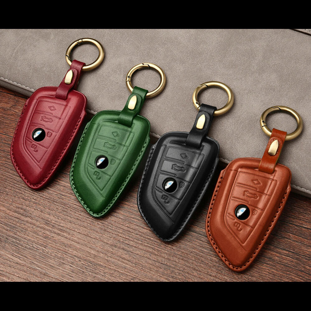 Handmade Genuine Leather Craft Car Key Fob Case Cover Fore BMW Keychains bag