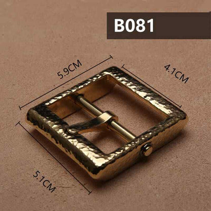 Retro Hammered Striation Solid Brass Pin Belt Buckle for Men Women Leather Craft Diy Making Belt Accessory