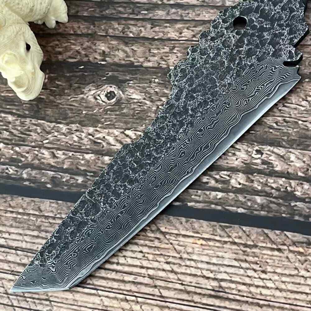 Forged Damascus Steel Billet Blade Blank Making Outdoor Knife EDC Diy Material