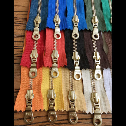YKK 20cm Size #5 Metal Zipper Brass Pull for DIY Leather Bags Hardware Accessories