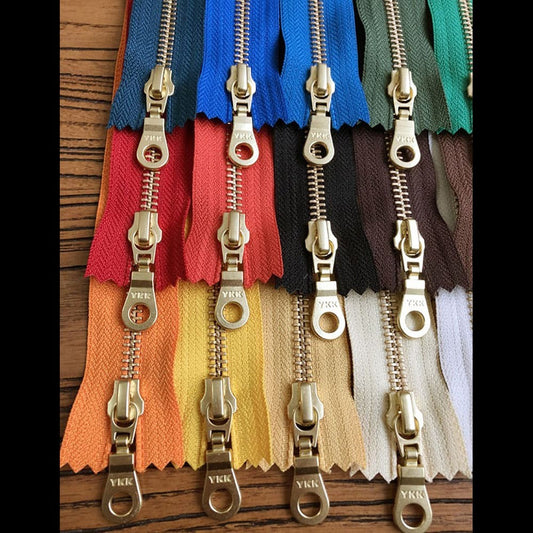 YKK 20cm Size #5 Metal Zipper Brass Pull for DIY Leather Bags Hardware Accessories