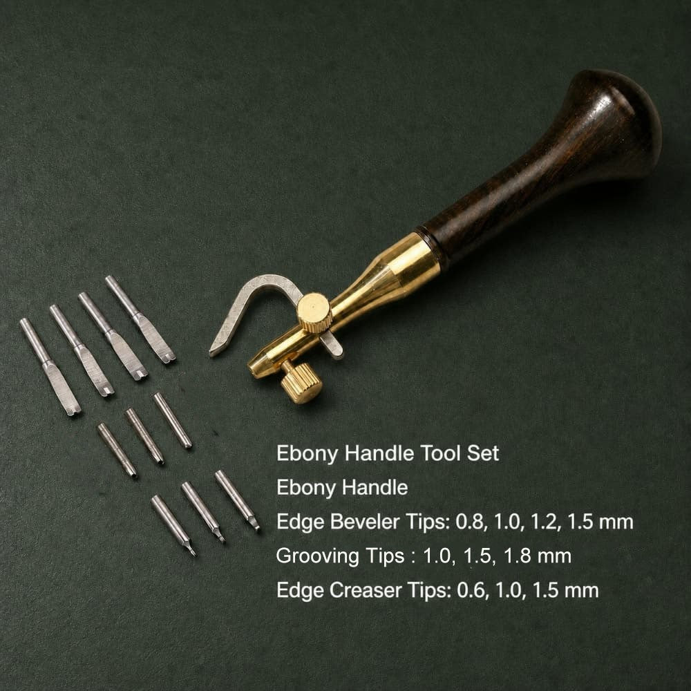 Adjustable Multi Blade Leather Edge Groove Tool Wood Handle Beveler Groover