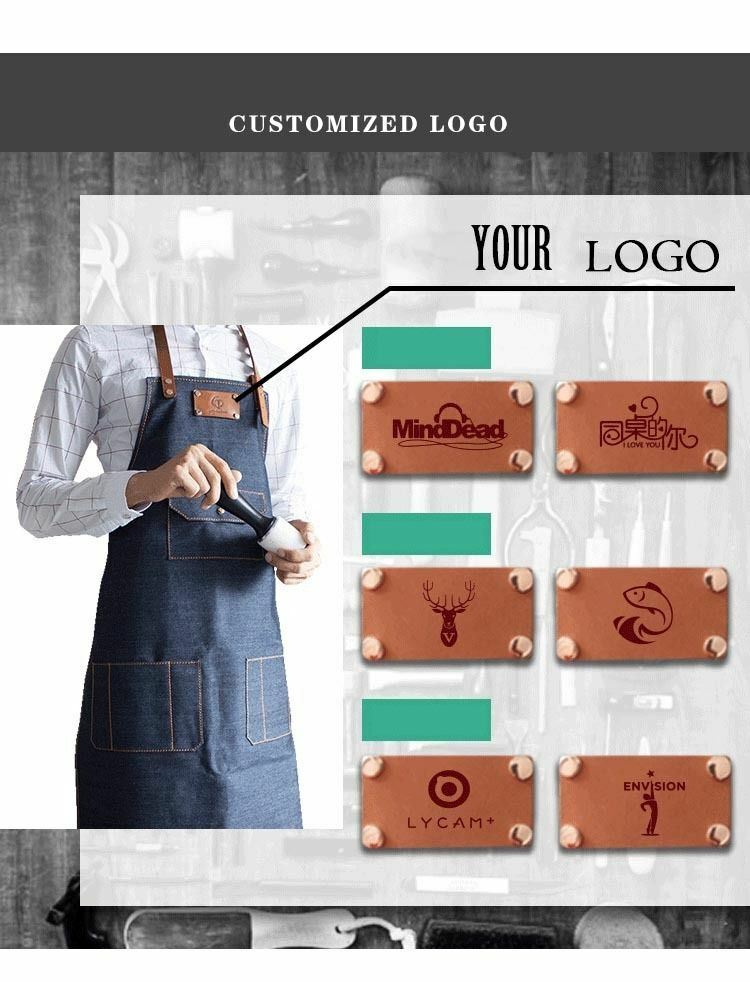 Jeans denim Apron for Kitchen / Coffe Shop Studio Leather Belt Custom Made Logo