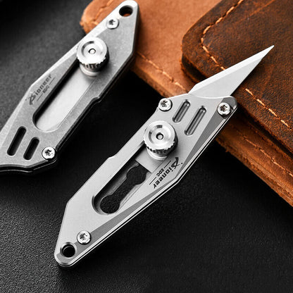 Mini Titanium Alloy Utility Knife Keychain Portable EDC Blade Replaceable Cutter