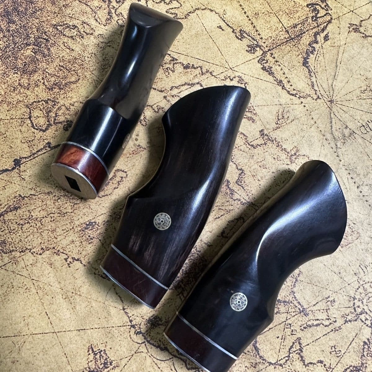 Luxury Polished Premium Ebony Wood Rosewood Handles for DIY Knives Hand Craft