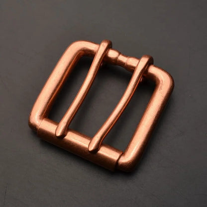 Red Copper Men's Belt Buckle Handmade Vintage Style Pin Buckle Casual Belt