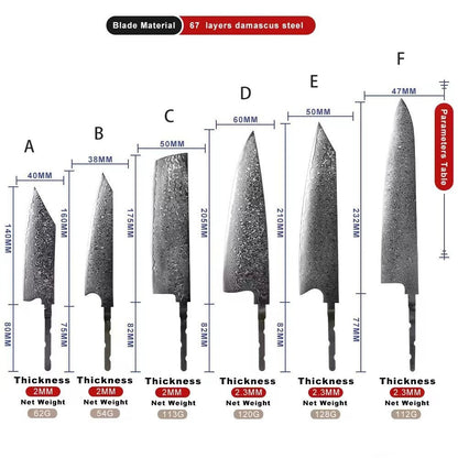 VG10 Damascus Steel Chef Knife Blank Blade DIY Home Hobby Kitchen Tools Material