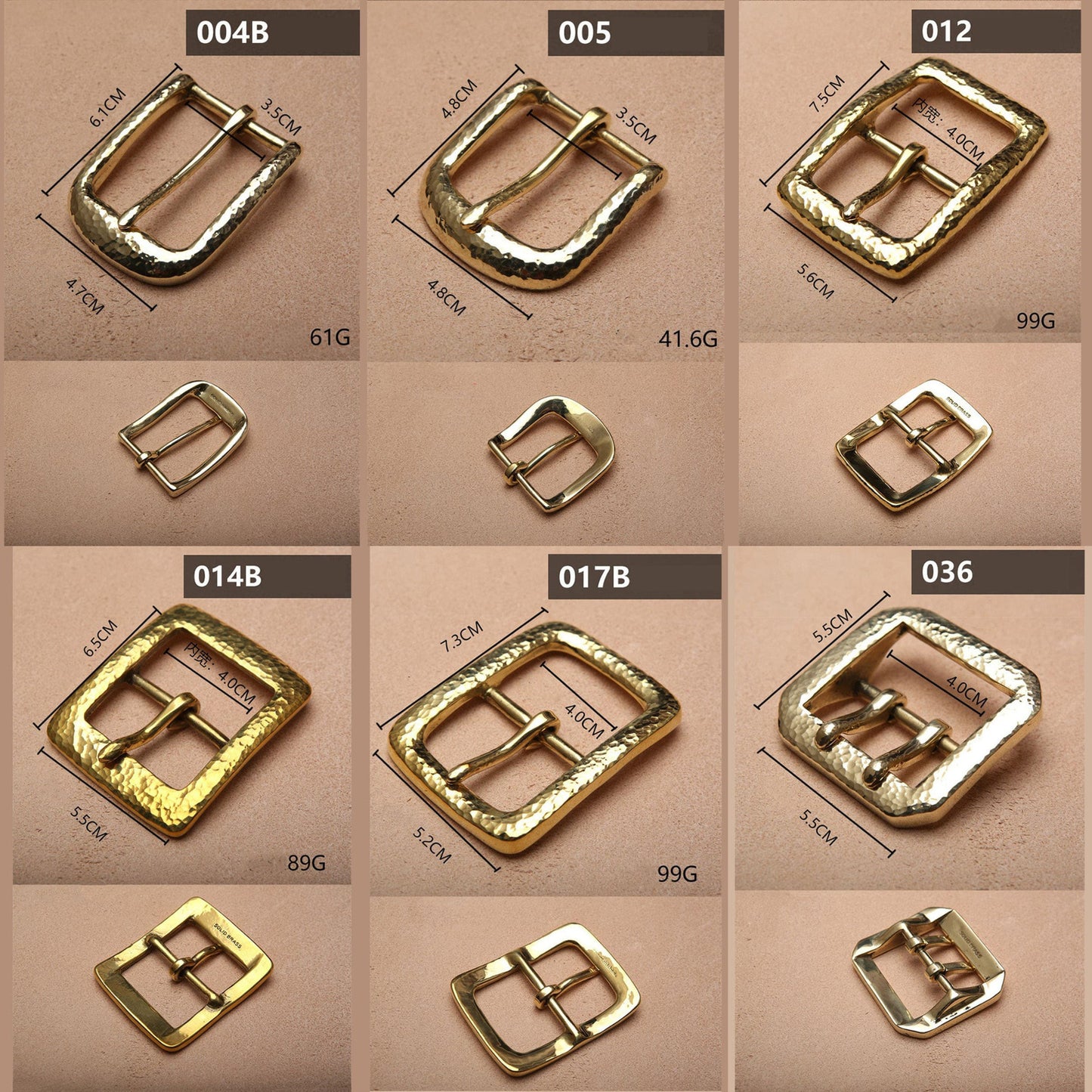 Retro Hammered Striation Solid Brass Pin Belt Buckle for Men Women Leather Craft Diy Making Belt Accessory