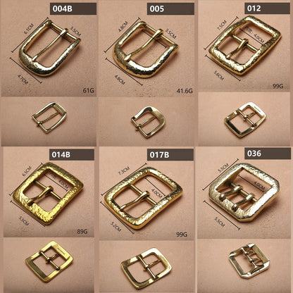 Retro Hammered Striation Solid Brass Pin Belt Buckle for Men Women Leather Craft Diy Making Belt Accessory