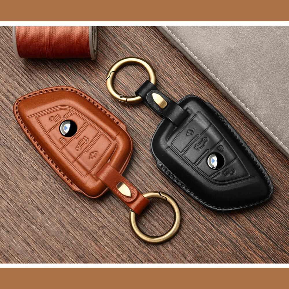 Handmade Genuine Leather Craft Car Key Fob Case Cover Fore BMW Keychains bag